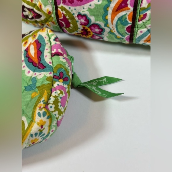 🌱 Two Vera Bradley Green Vintage Cosmetic Makeup Bag Travel Set - Picture 2 of 10